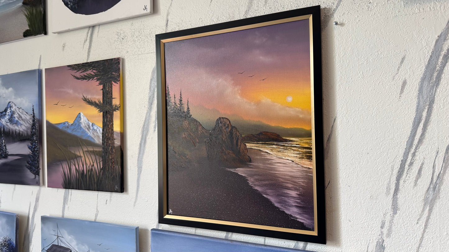 Painting #2438 - 20x24" Framed Canvas - West Coast Seascape painted 5-15-26