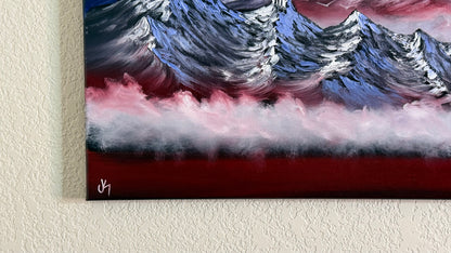 Painting #2503 - 16x20" Canvas - American Flag Landscape painted by Josh and Dani on 7-4-26