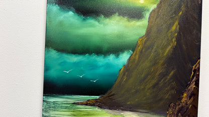 Painting #2581 - 18x24" Canvas - Night Tropical Seascape painted 9-4-26