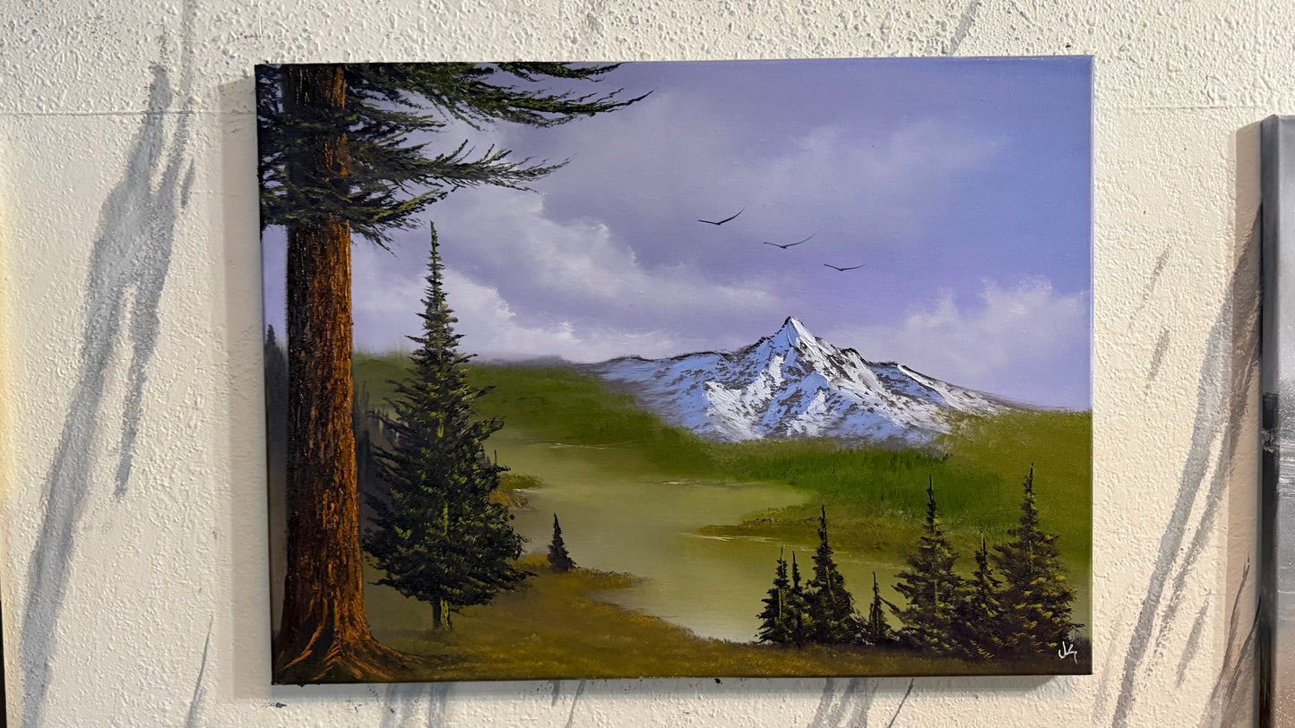 Painting #2404 - 18x24" Canvas - Mountain River Gorge Landscape painted 4-21-26