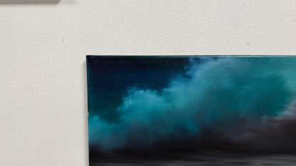 Painting #2599 - 18x24" Black Canvas - Dramatic Blue Mountain Landscape painted 9-13-26