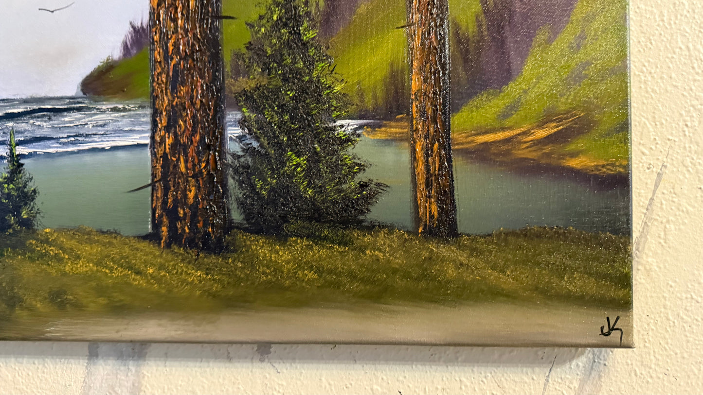 Painting #2454 - 16x20" Canvas - Oregon Coast Seascape painted 5-23-26