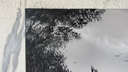 Painting #2448 - 16x20" Canvas - Fence Post Black and White painted 5-21-26