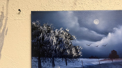 Painting #2103 - 16x20" Canvas - Winter Farm Landscape painted 10-14-25