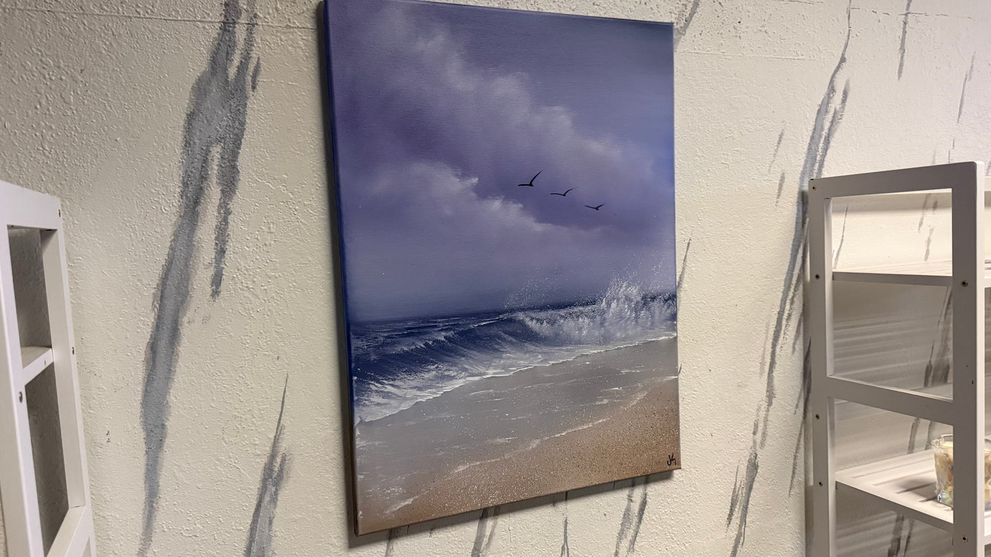 Painting #2169 - 18x24" Canvas - Crashing Wave Seascape painted 12-4-25