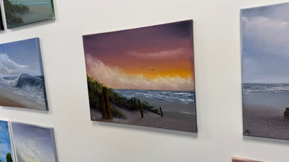 Painting #2537 - 16x20" Canvas - East Coast Surise Seascape painted 8-2-26