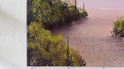 Painting #2120 - 18x24" Canvas - Sunset Cattails Seascape painted 10-25-25