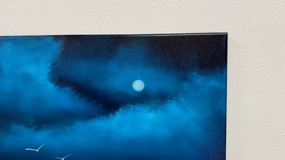 Painting #2545 - 16x20" Canvas - Night Seascape painted 8-9-26