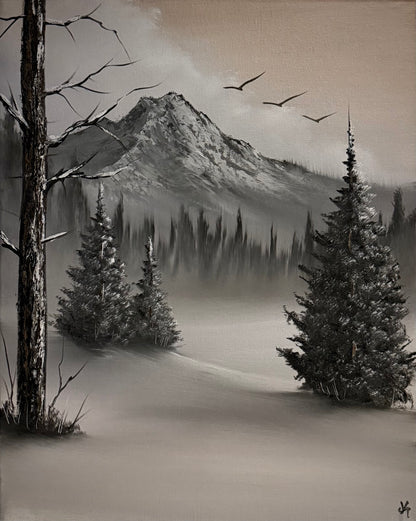 Painting #2167 - 16x20" Canvas - Winter Landscape painted 12-1-25