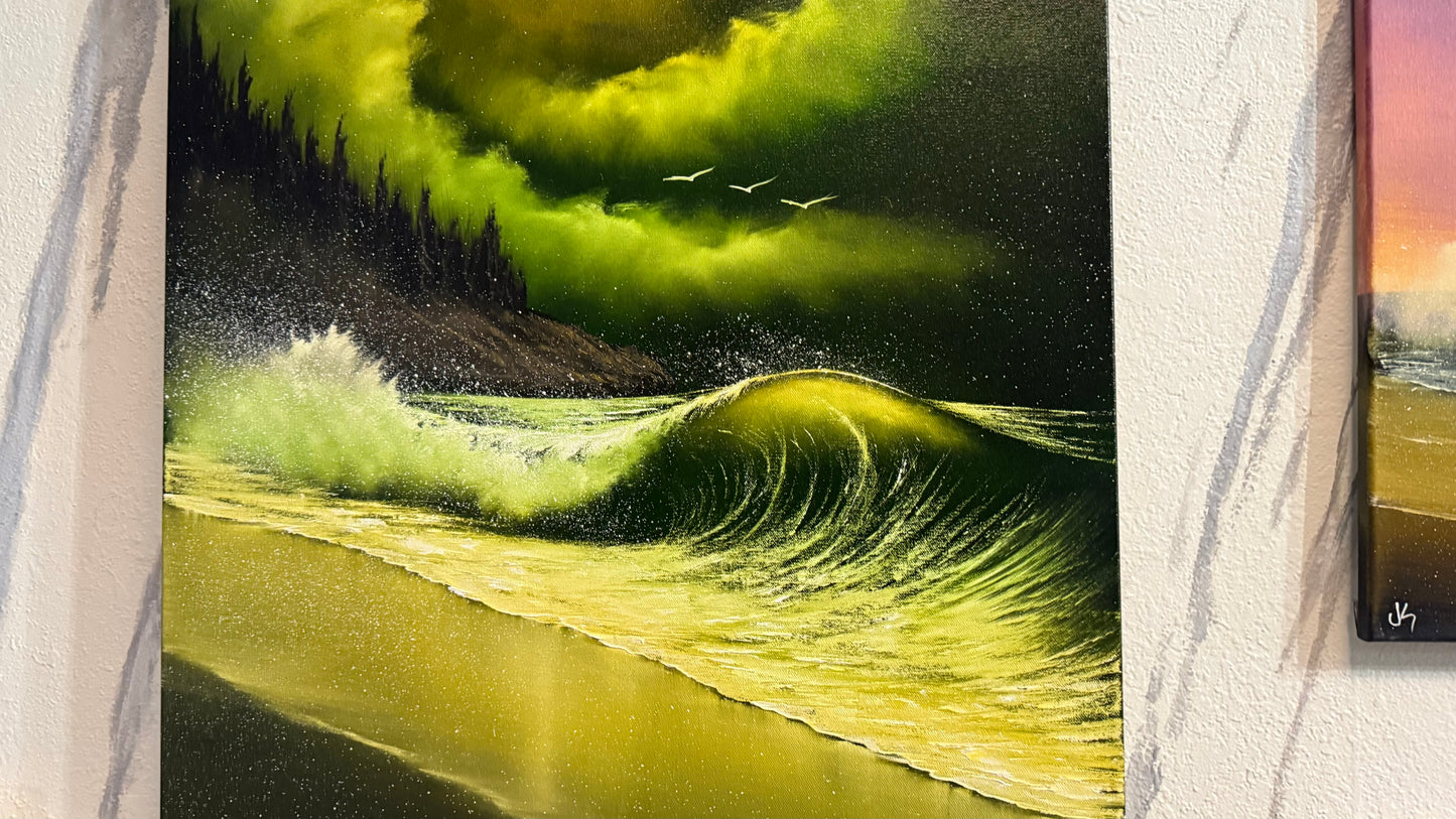 Painting #2352 - 24x36" Pro Series Canvas - Crashing Wave Seascape painted 3-23-26