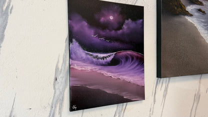 Painting #2492 - 16x20" Canvas - Purple Seascape painted 6-20-26