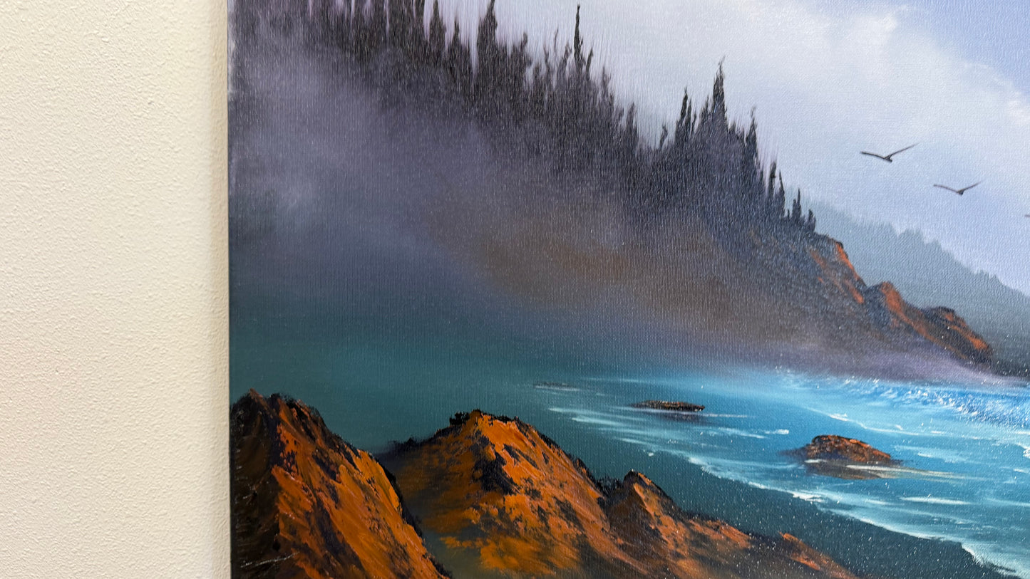 Painting #2568 - 20x24" Canvas - Oregon Coast Seascape painted 8-27-26