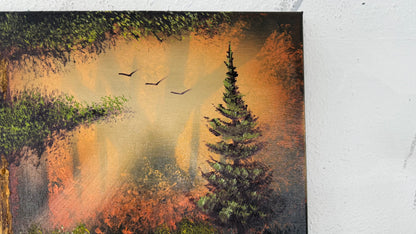 Painting #2059 - 16x20" Canvas - Autumn Waterfall Landscape painted 9-16-25
