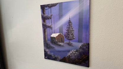 Painting #2108 - 20x24" Canvas - Cabin in the Woods painted 10-18-25
