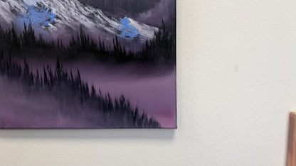 Painting #2559 - 16x20" Canvas - Northern Lights Mountain Landscape painted 8-21-26