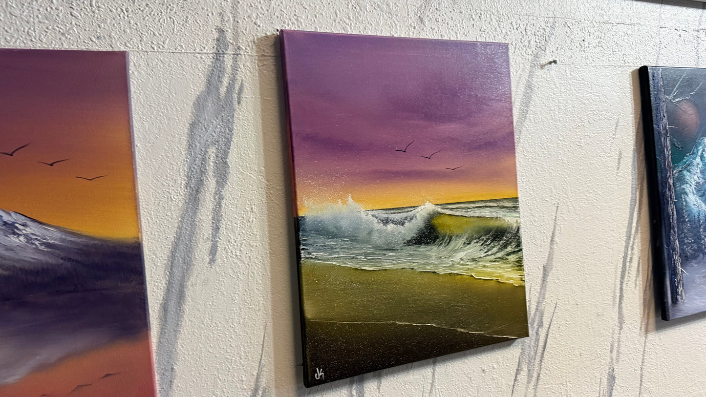 Painting #2295 - 16x20" Canvas - Sunset Seascape painted 2-20-26