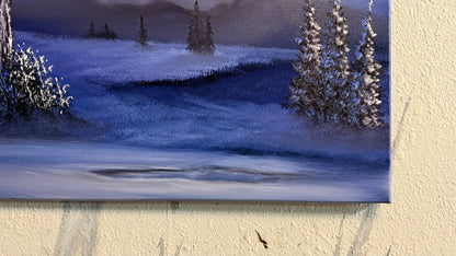 Painting #2229 - 16x20" Canvas - Night Farm Landscape painted 1-9-26