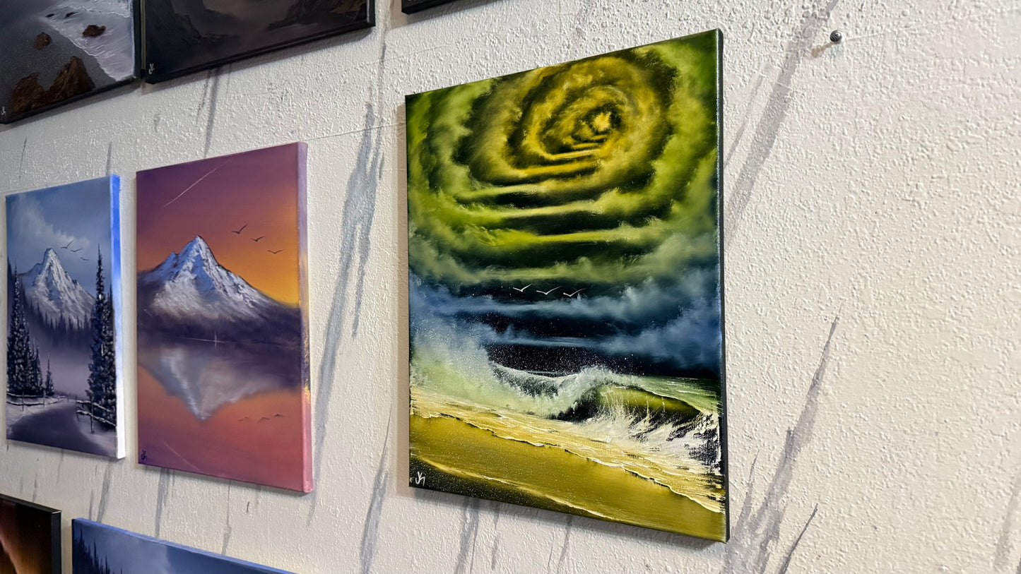 Painting #2296 - 16x20" Canvas - Stairway to Heaven Seascape painted 2-20-26