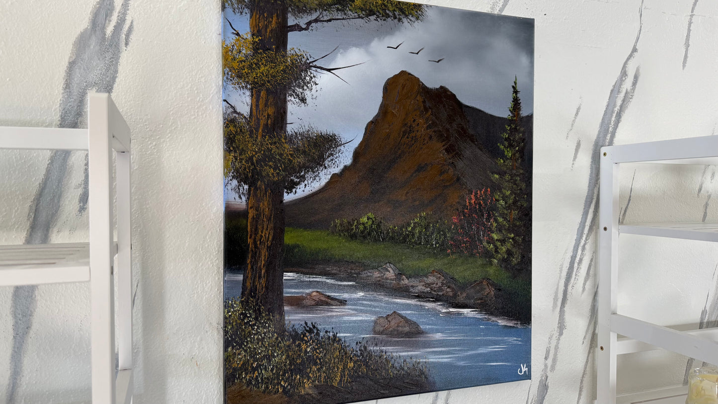 Painting #2058 - 20x24" Canvas - Summer Mountain Landscape painted 9-15-25