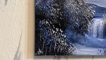 Painting #2252 - 16x20" Canvas - Full Moon Mountain Landscape painted 1-23-26