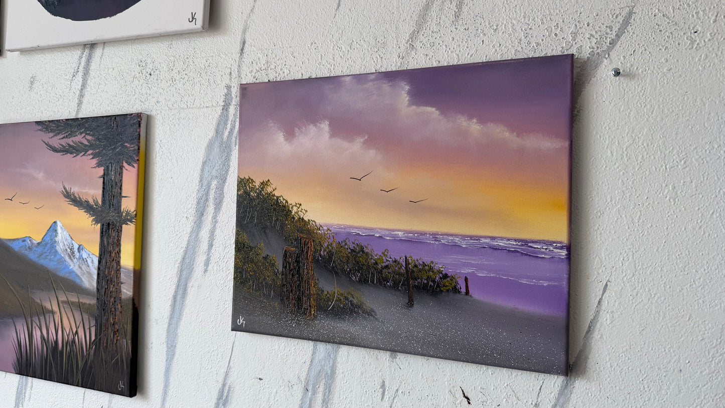 Painting #2479 - 16x20" Canvas - East Coast Sunset Seascape painted 6-6-26