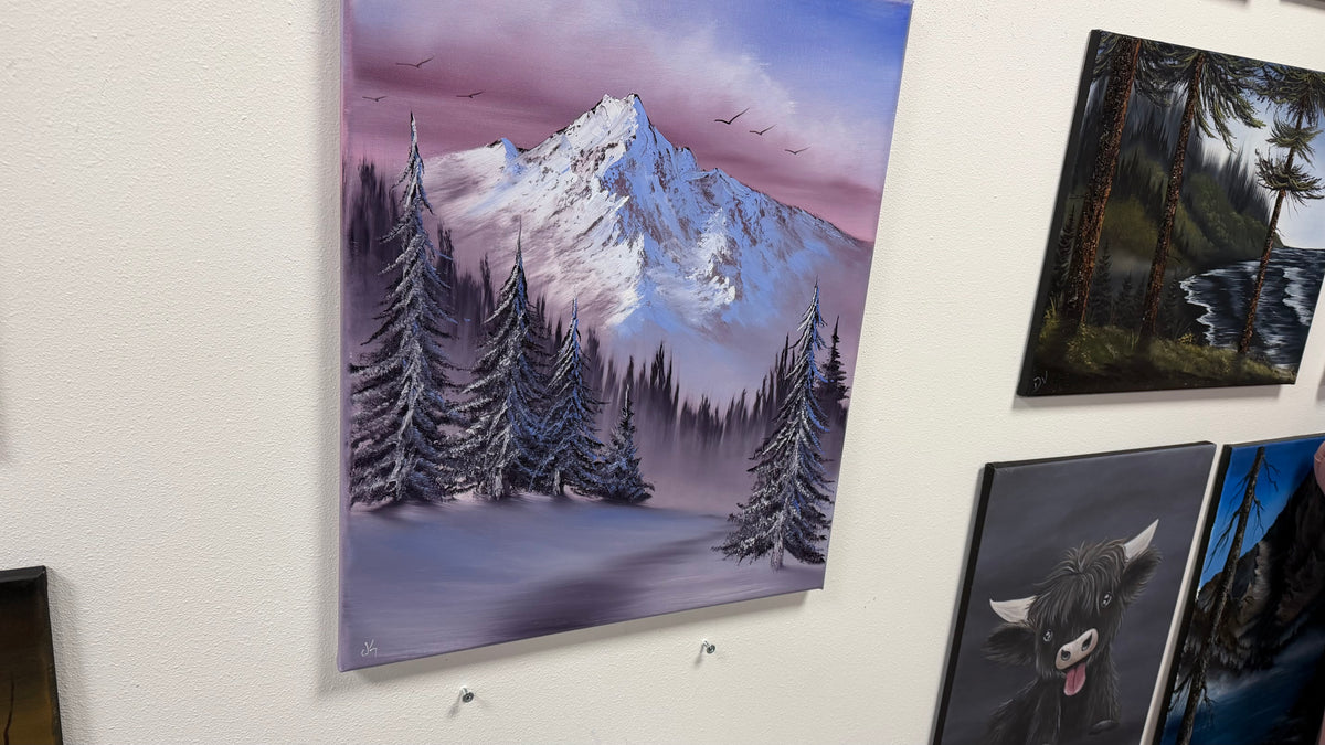 Painting #2658 - 20x24" Canvas - Winter Landscape painted 10-22-26