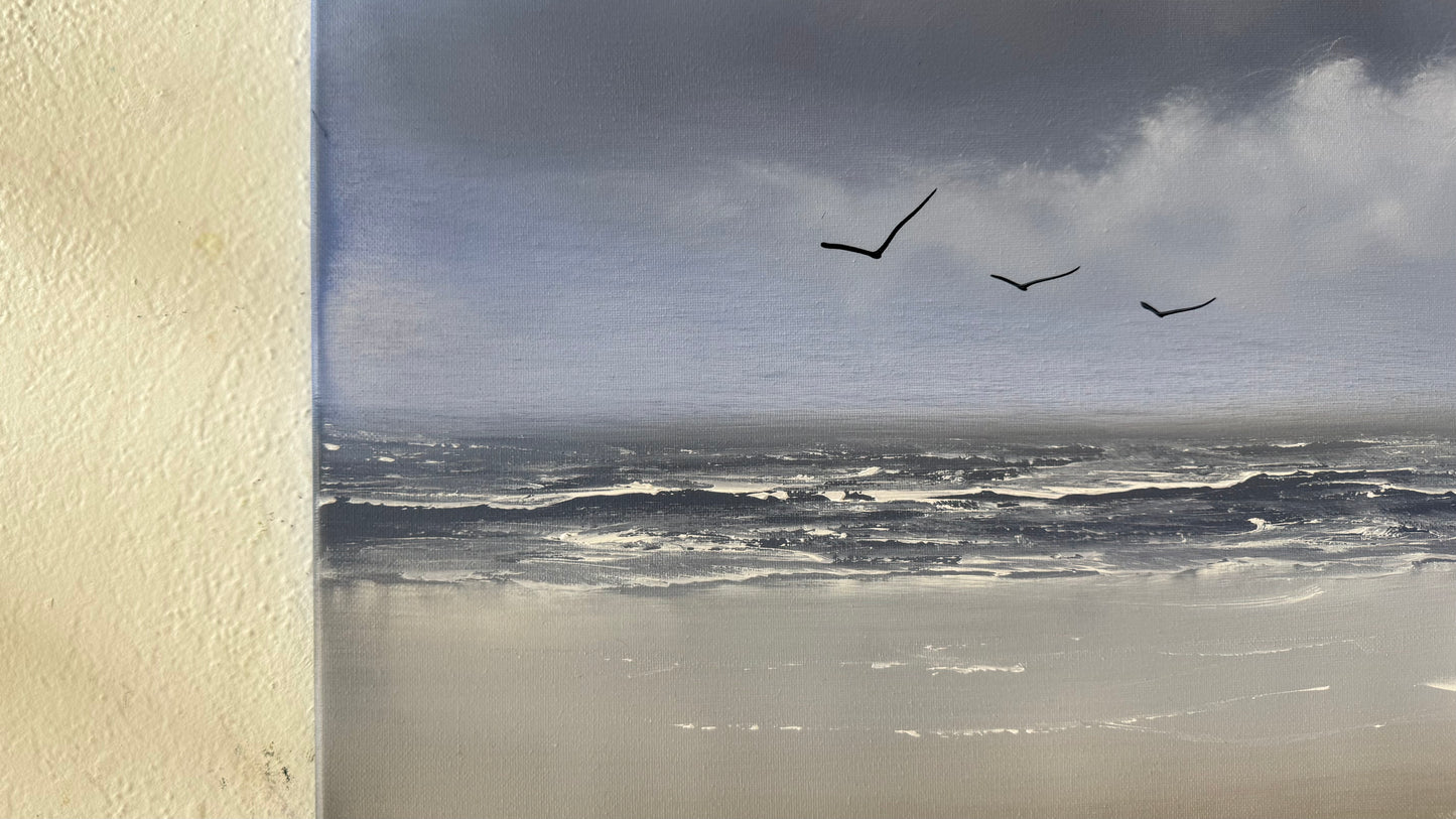 Painting #2116 - 18x24" Canvas - Stormy Seascape painted 10-25-25