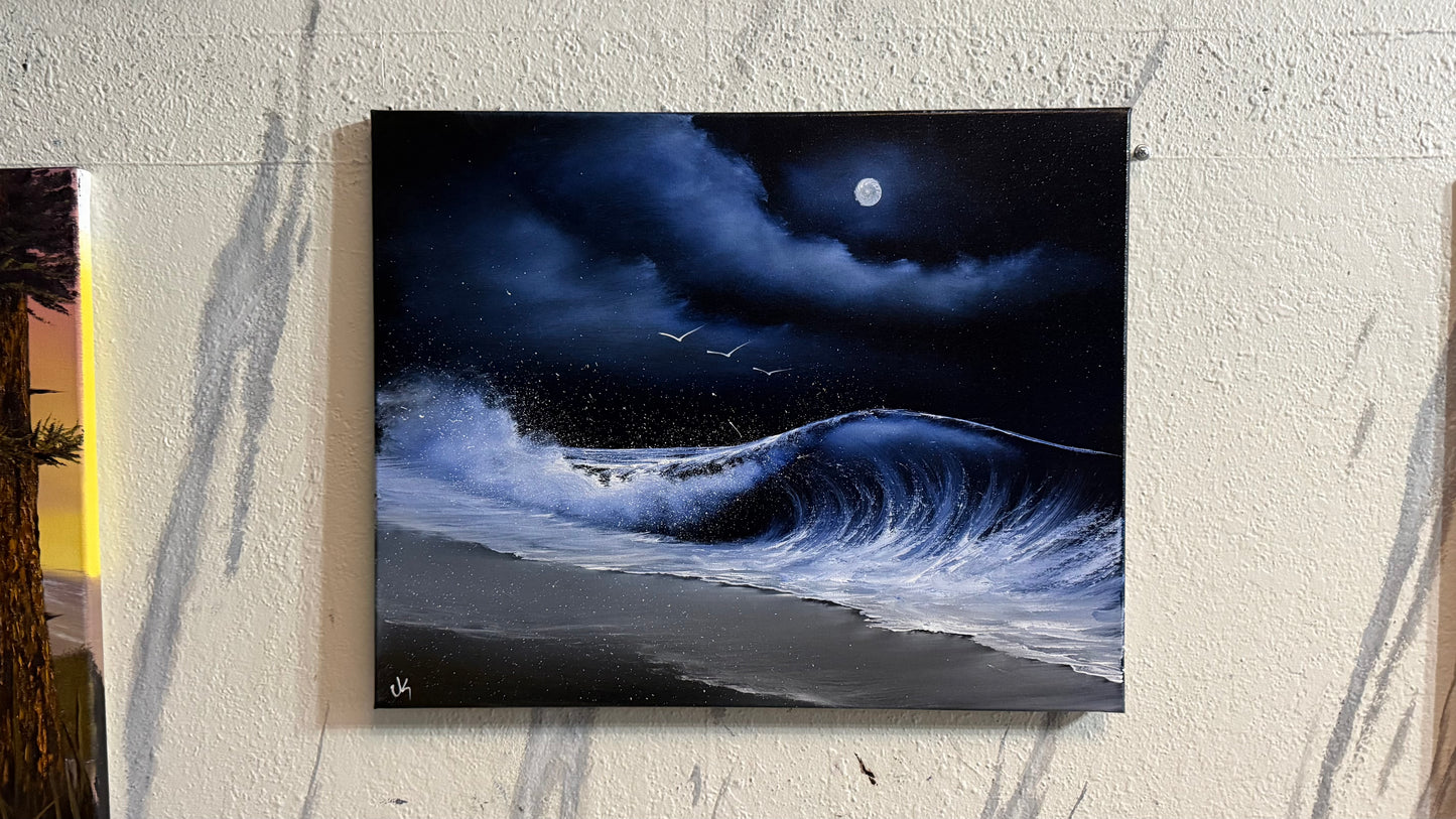 Painting #2398 - 16x20" Canvas - Crashing Wave Seascape painted 4-18-26