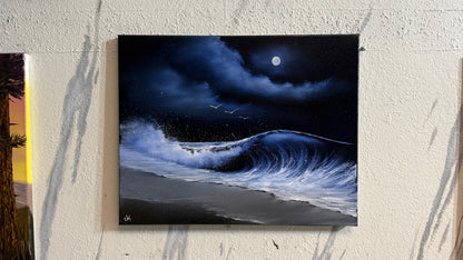 Painting #2398 - 16x20" Canvas - Crashing Wave Seascape painted 4-18-26