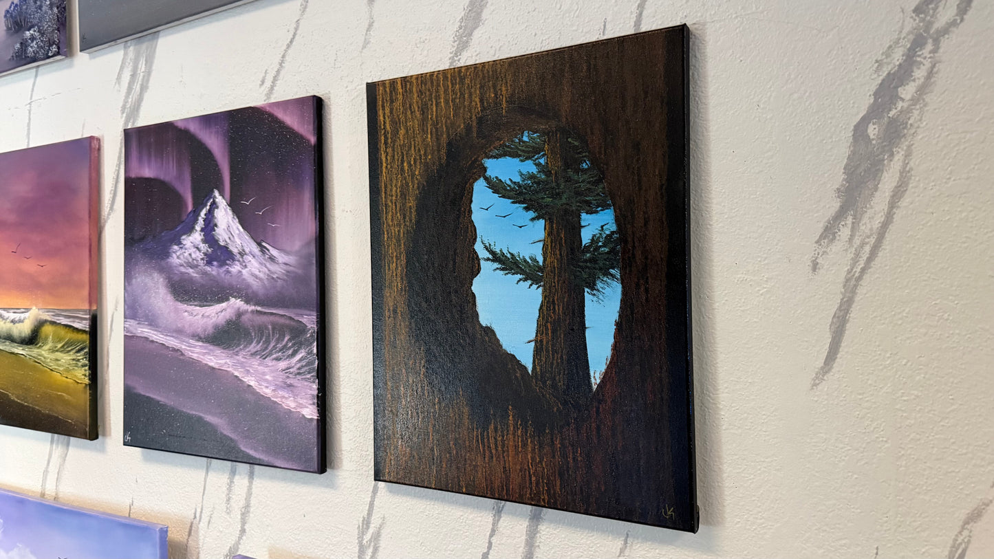 Painting #2356 - 16x20" Canvas - Acrylic Tree Bark Oval painted 3-26-26