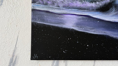 Painting #2318 - 16x20" Canvas - Acrylic Night Seascape painted 3-6-26