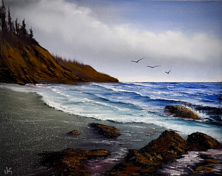 Painting #2283 - 16x20" Canvas - Oregon Coast Seascape painted 2-12-26