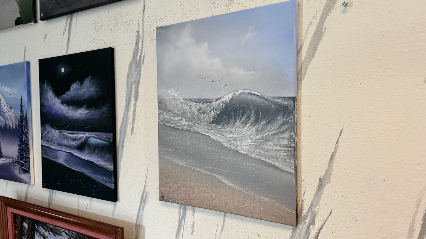 Painting #2336 - 16x20" Canvas - Crashing Wave Seascape painted 3-15-26