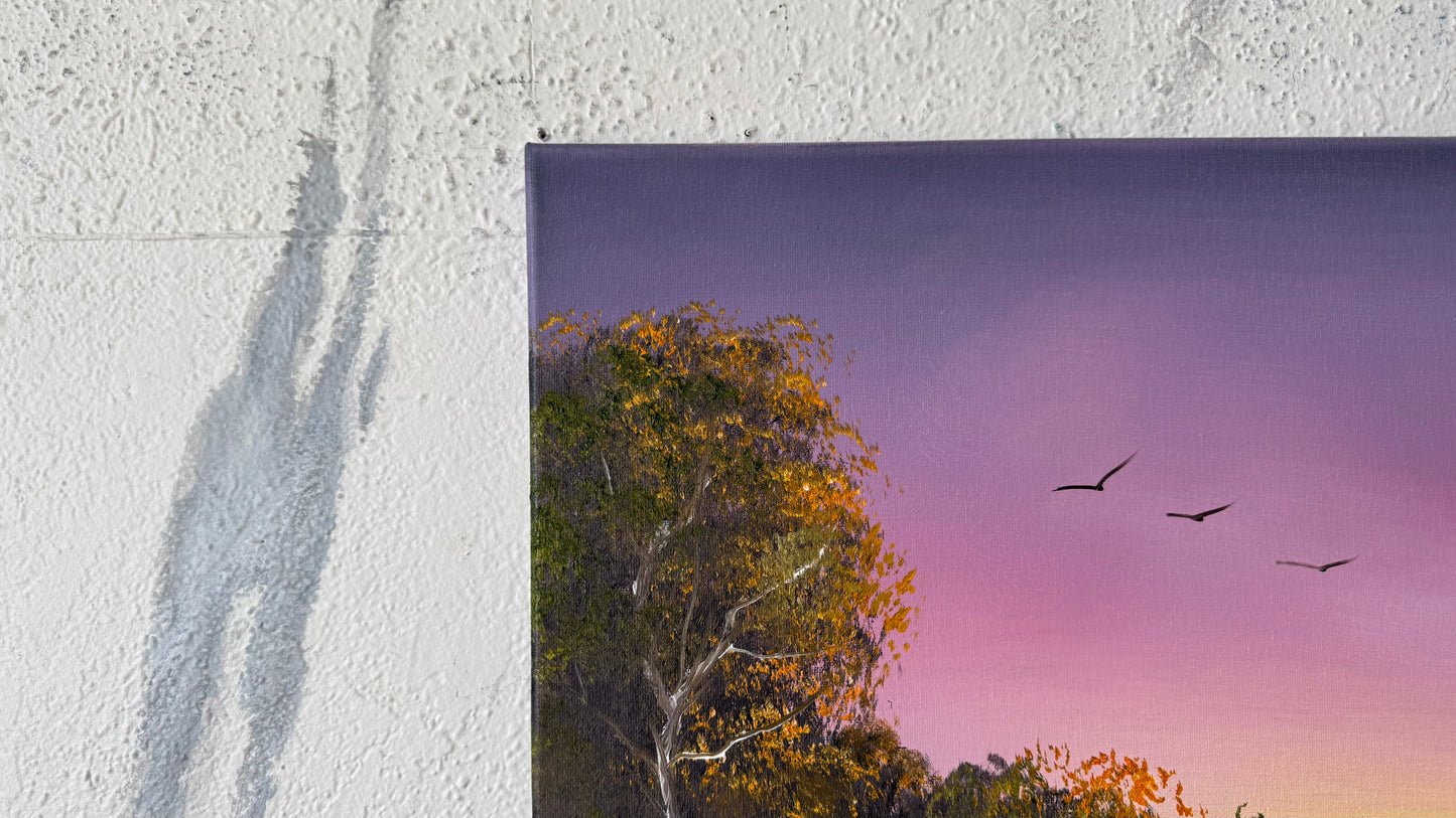 Painting #2446 - 16x20" Canvas - Sunset Fence Post painted 5-19-26