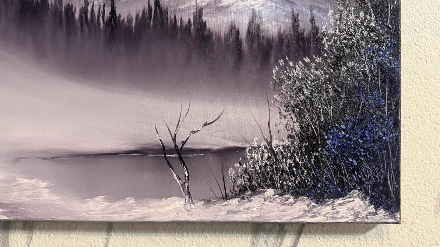 Painting #2234 - 20x24" Canvas - Winter Landscape painted 1-12-26