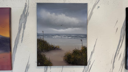 Painting #2273 - 16x20" Canvas - Cattails Seascape painted 2-6-26