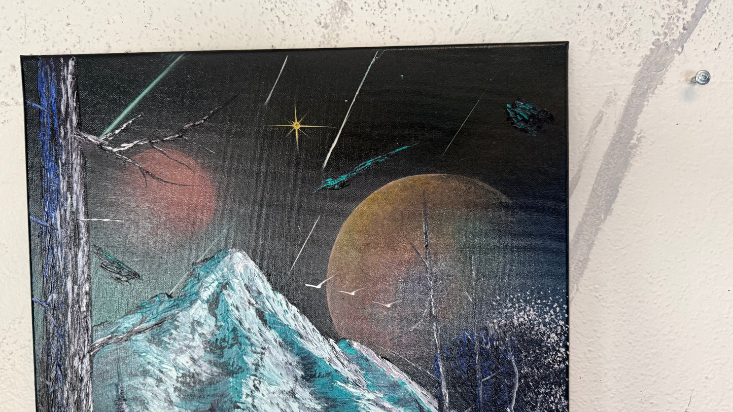 Painting #2249 - 16x20" Canvas - Space Mountain painted 1-21-26