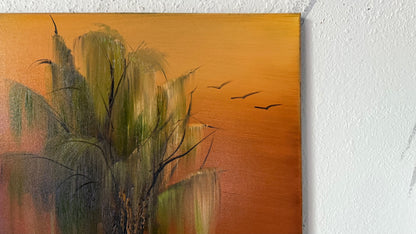 Painting #2061 - 16x20" Canvas - Willow Tree Landscape painted 9-18-25