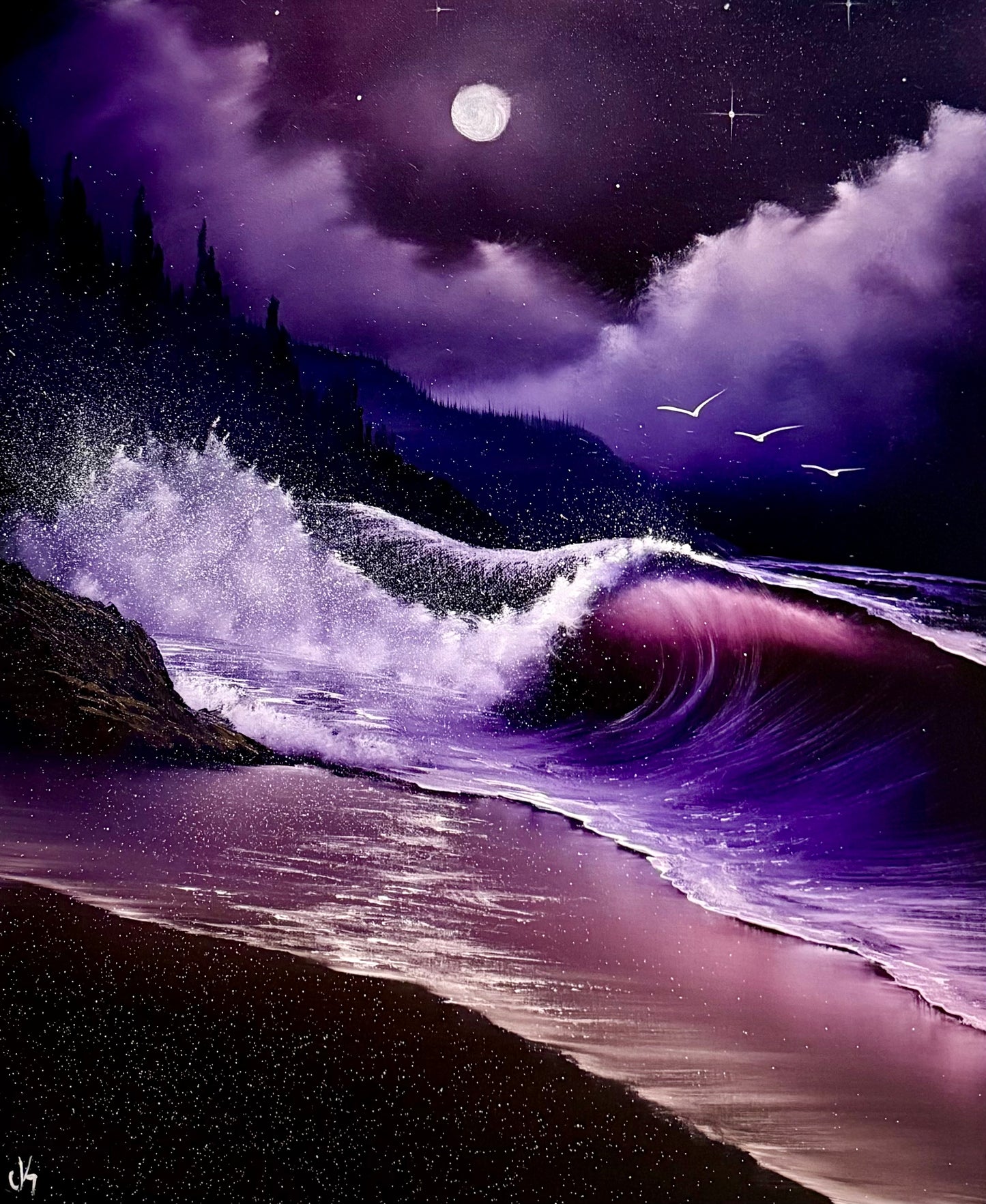Painting #2147 - 20x24" Canvas - Crashing Wave Seascape painted 11-15-25