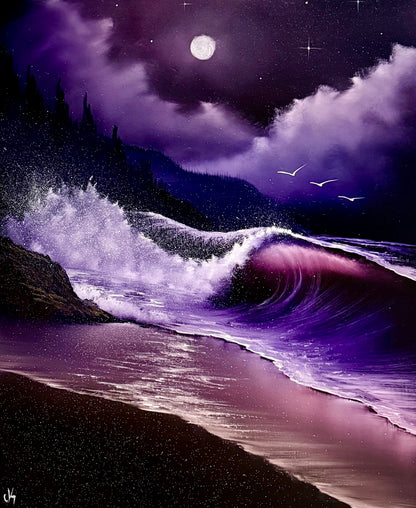 Painting #2147 - 20x24" Canvas - Crashing Wave Seascape painted 11-15-25