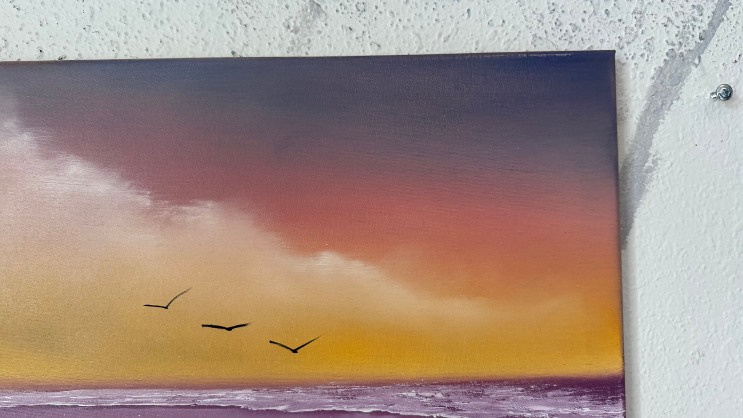 Painting #2475 - 16x20" Canvas - Sunset Seascape painted 6-3-26