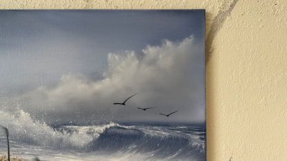 Painting #2152 - 16x20" Canvas - Cattails Seascape painted 11-18-25