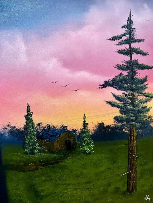 Painting #1571 - 18x24" Canvas - Sunset Fields