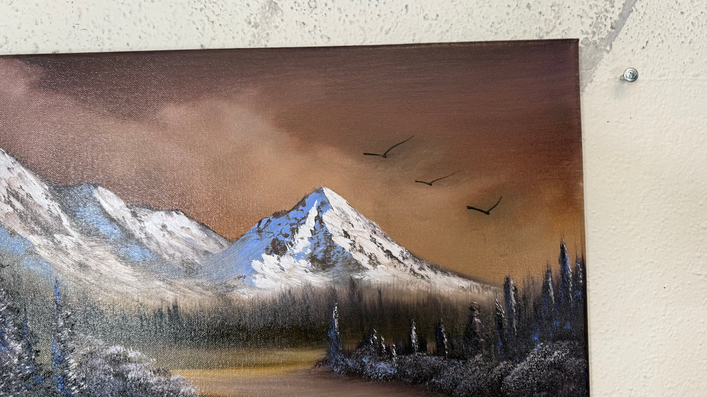 Painting #2270 - 16x20" Canvas - Mountain River Valley painted 2-5-26