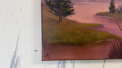 Painting #2388 - 16x20" Canvas - Sunset Mountain Landscape painted 4-14-26