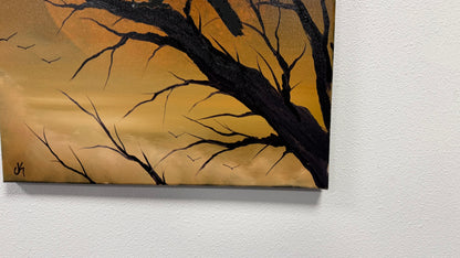 Painting #2607 - 16x20" Canvas - Raven Moon Landscape painted 9-18-26