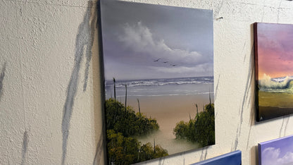 Painting #2319 - 20x24" Canvas - Cattails Seascape painted 3-6-26