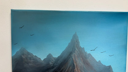 Painting #2567 - 22x28" Canvas - Alpine Mountain Landscape painted by Dani and Josh on 8-25-26