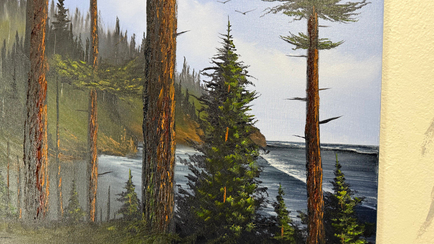 Painting #2402 - Tree's A Crowd - 16x20" Canvas - Pacific Northwest Seascape painted 4-20-26