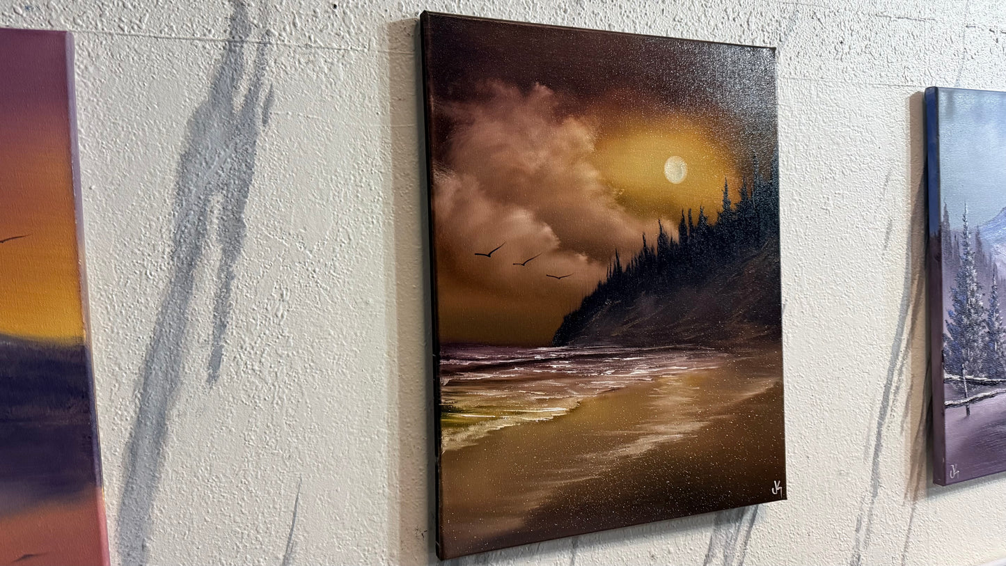 Painting #2227 - 16x20" Canvas - Golden Shores painted 1-8-26